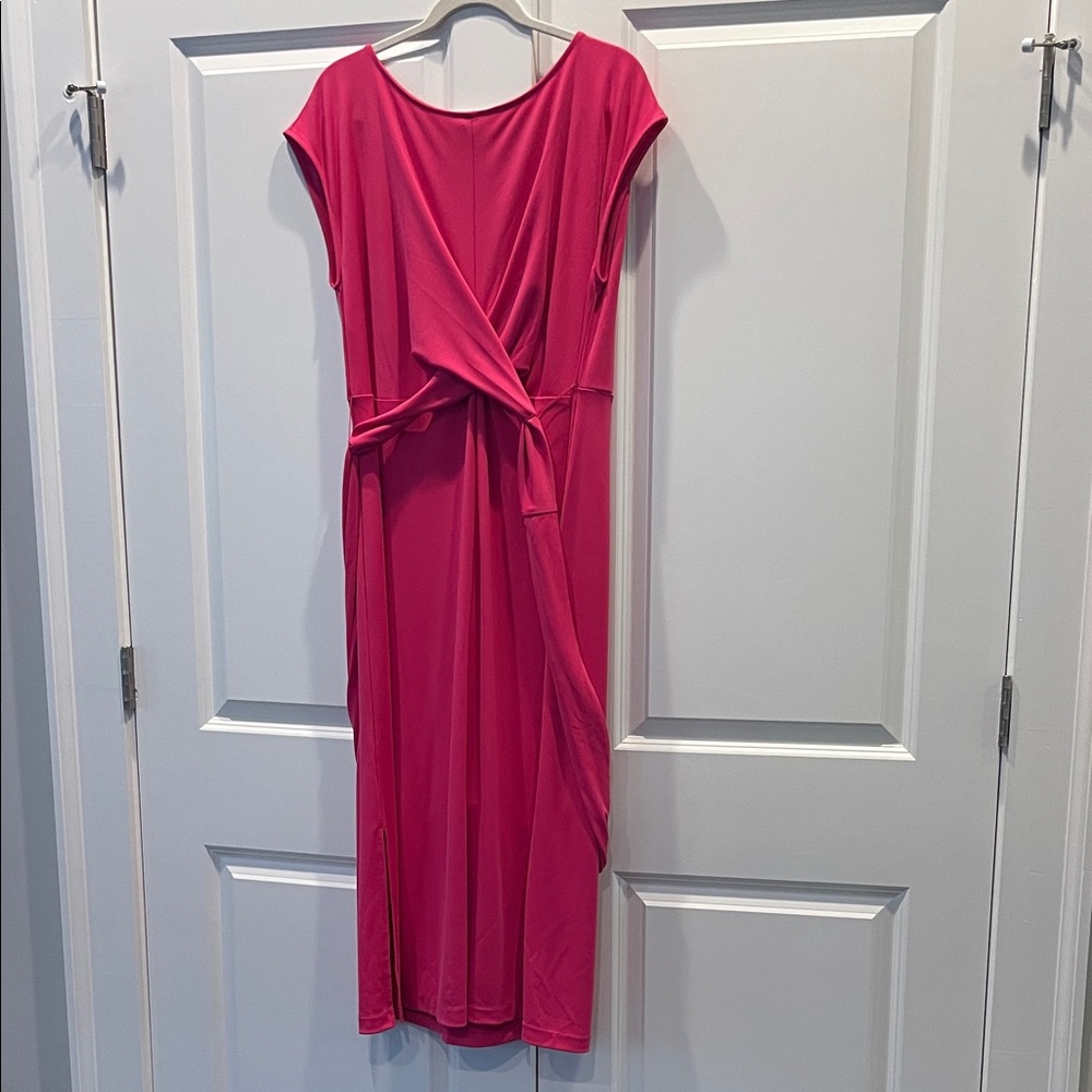 Ann Taylor Elegant Pink Matte Jersey Tie Dress size 18